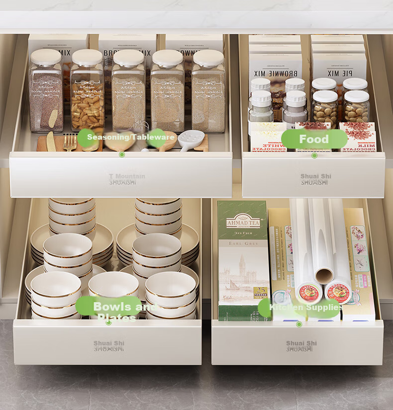 Shuaishi Pull-Out Kitchen Storage Rack, Drawer Dish Rack, No-Drill Cabinet Organizer, Spice Rack, Multifunctional Storage Cabinet 11
