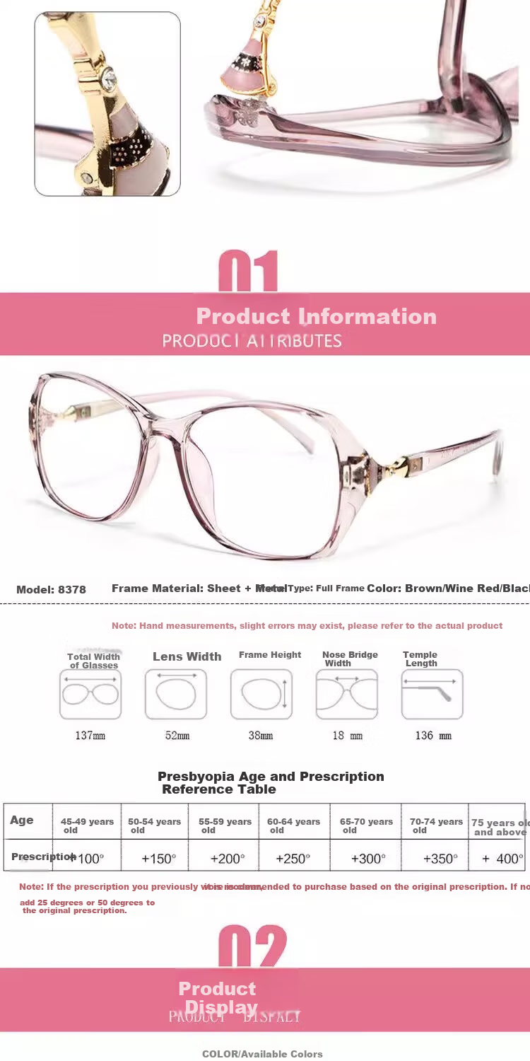 GOGOSOON Ultra-Light High-Definition Reading Glasses for Women, Anti-Blue Light, Fashionable, Youthful Appearance, Comfortable Presbyopic Glasses for Middle-Aged And Elderly, Father's Glasses 6