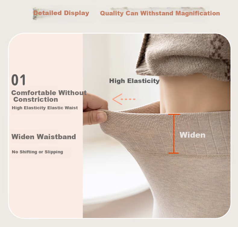 Langsha Children's Thickened Fleece-Lined Thermal Leggings Girls Autumn Winter Striped High-Waist Tights for Older Kids 6
