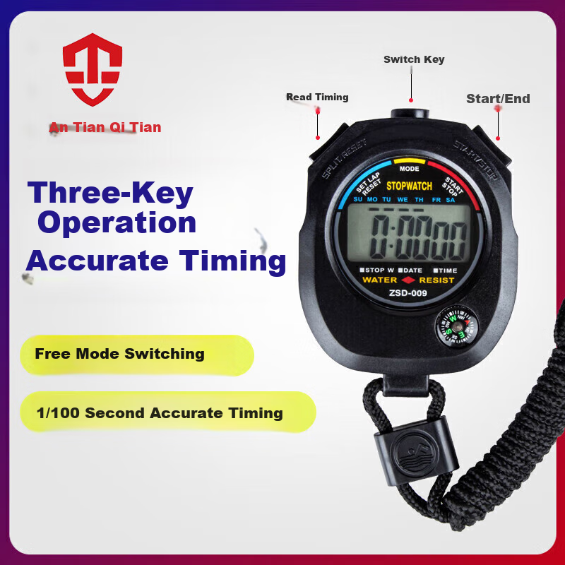 Antianqitian Electronic Stopwatch Timer for Sports Competitions, Running, Track And Field Training, Swimming Referee Timing