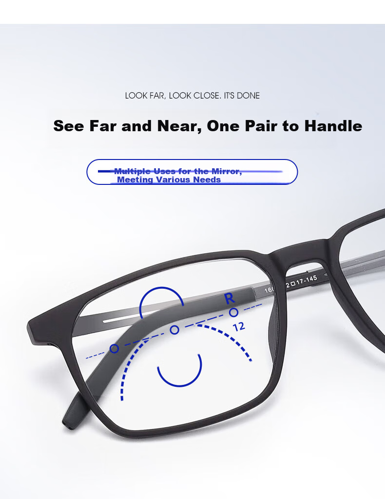 CAPONI German Imported Reading Glasses for Men And Women, Anti-Blue Light, Bifocal, High Definition, Ultra-Light Titanium Black Frame Reading Glasses 3