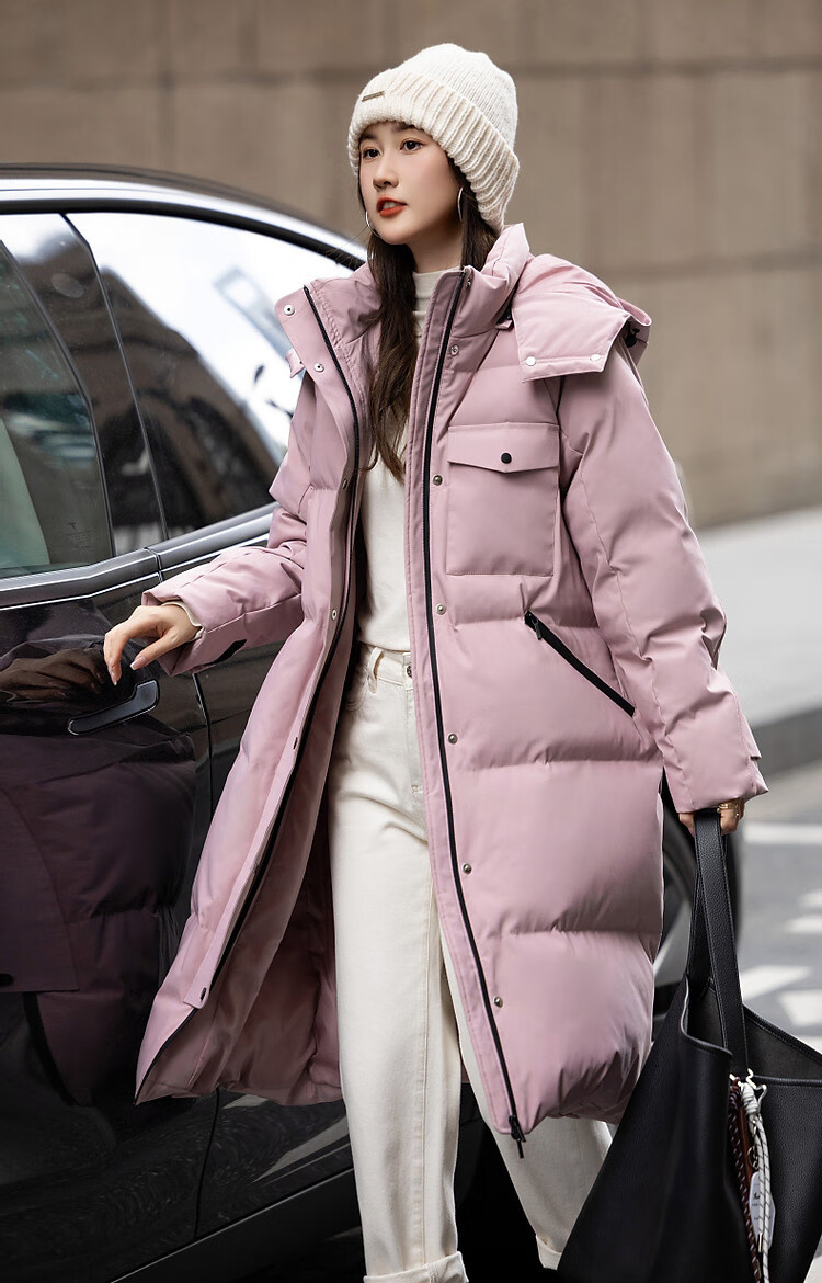 Dme [Nordic Cotton Triple Protection System] Winter Outdoor 90% Duck Down Hooded Long Women's down Jacket, Warm Coat 13