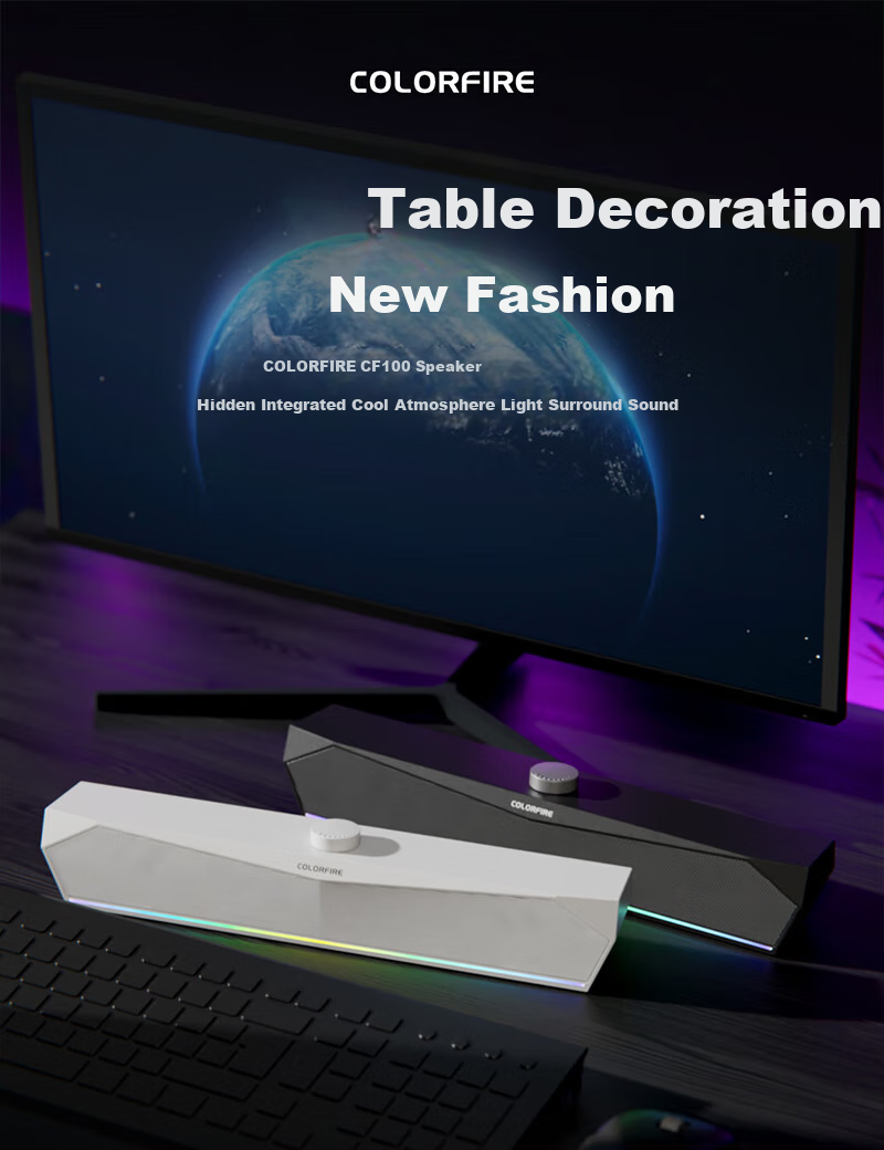 COLORFIRE Bluetooth 5.3 Computer Speakers, Desktop Gaming RGB Lighting, PC And Laptop Speaker System, USB Subwoofer, Christmas Gift CF100 Black 1