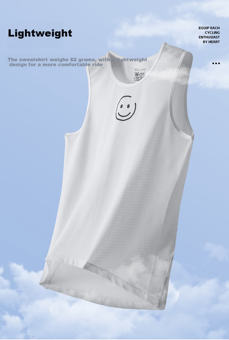 WestBiking Cycling Sweat-Wicking Shirt, Road Bike Men's Inner Sleeveless Vest, Sweat-Absorbing Breathable Top, Cycling Undershirt, White, L 6