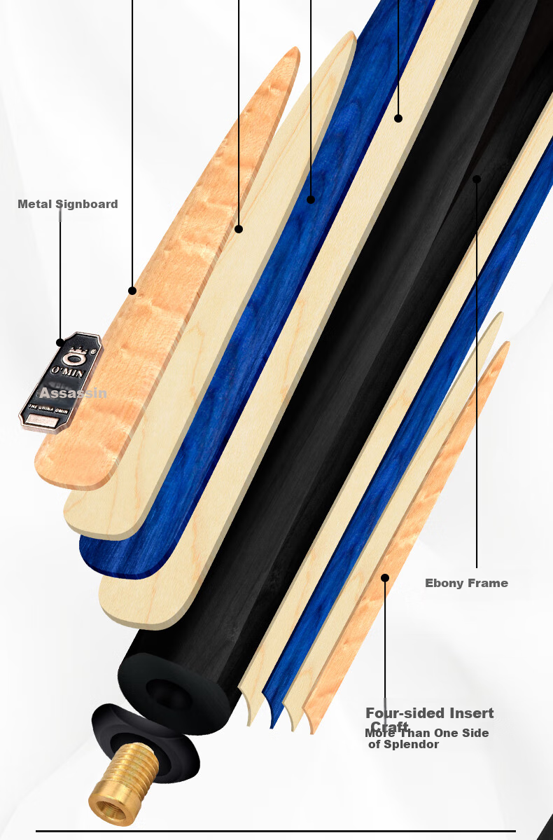 Aomi New Generation Assassinator Pool Cue Mid-Section, Snooker Black 8 English And Chinese Black Eight Billiard Cue, 16 Colors, 11.5mm 6