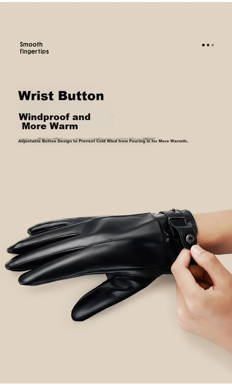 Huili Leather Gloves for Men, Winter Cycling Thickened Fleece Warm Touchscreen Windproof Outdoor Motorcycle Food Delivery Skiing Cotton Women's Gloves 8