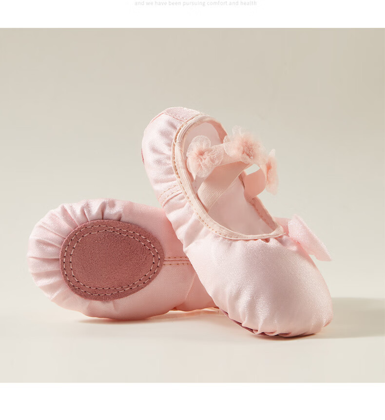 Iron Arrow Children's Soft Sole Ballet Dance Shoes Girls Bowknot Chinese Dance Practice Shoes Light Pink Size 32 3