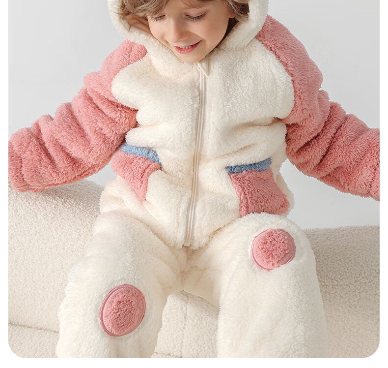 Betis Children's Winter Fleece Pajama Set Thickened Cotton-Padded Warm Homewear for Boys and Girls 23