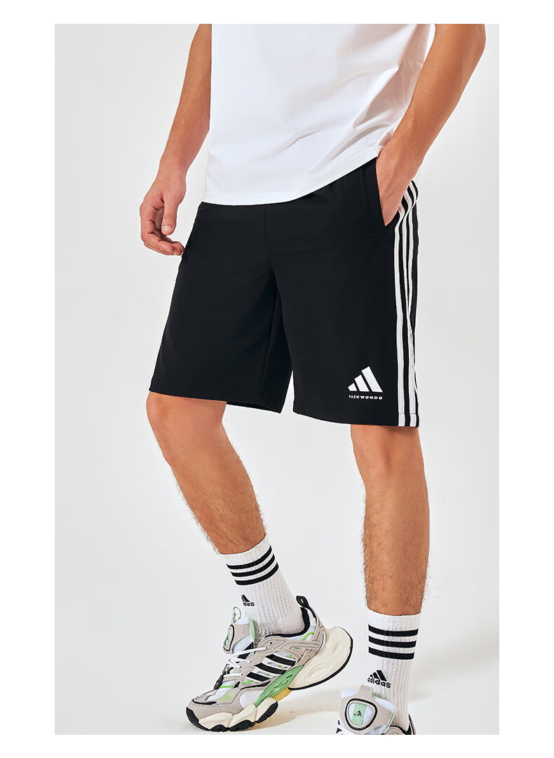 Adidas Summer Sports Moisture-Wicking Running Quick-Dry Short Sleeve And Shorts Set, Black/gold, Size L 3