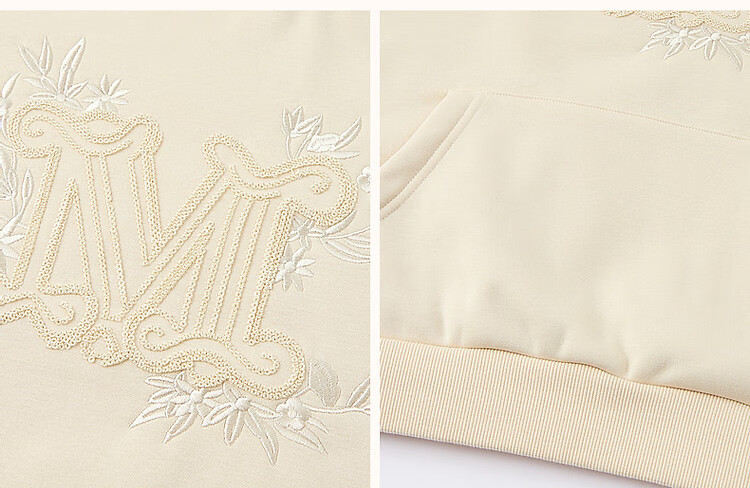 Dme [Embroidered Blossoms] Winter Casual Hooded Fleece-Like Warm Exquisite Tatami Embroidered Loose Sweatshirt Women's Top 9