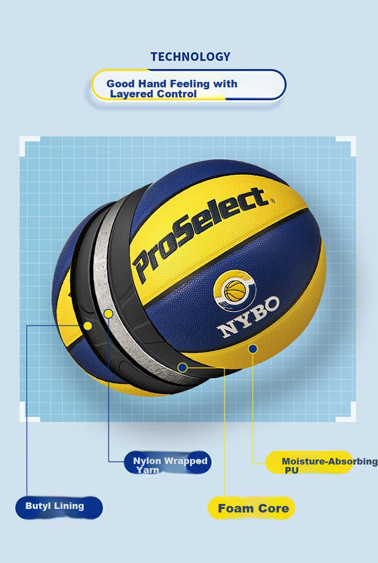 ProSelect Official Training And Competition PU Basketball for NYBO League, Moisture-Absorbing And Wear-Resistant, Indoor/outdoor Youth Size 5 Basketball 8
