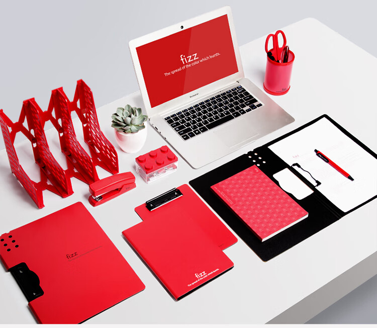 Fizz High-Quality A4 Vertical Thickened Hard File Folder/Tab Folder/Colorful Document Folder/Office Supplies Poetry Recitation Contract Folder Exam Paper Storage Folder Red A6381 2