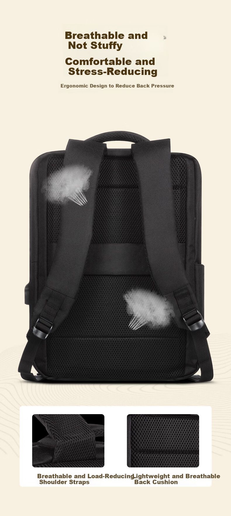 WOMT Inkless Laptop Backpack, Business Casual Commuter Travel Bookbag, Suitable for Apple, Lenovo ThinkPad, Huawei, Dell, ASUS, HP 7