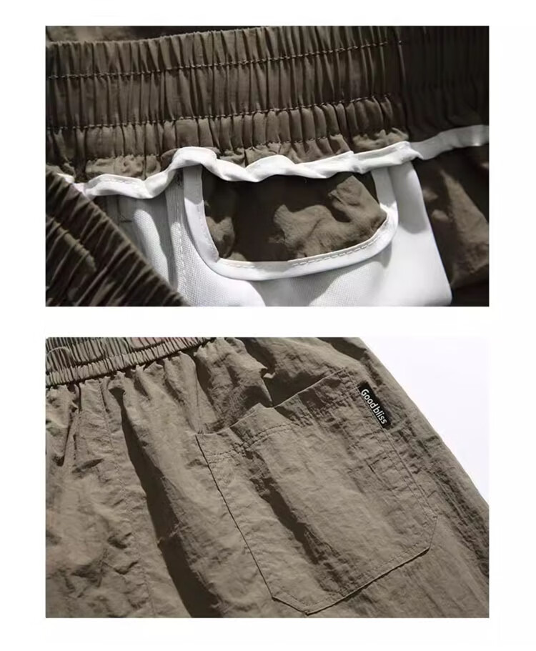 JEEP SPIRIT Men's Summer Ice Silk Quick-Dry Casual Shorts, Trendy Five-Point Pants, Space Gray, Size L 10