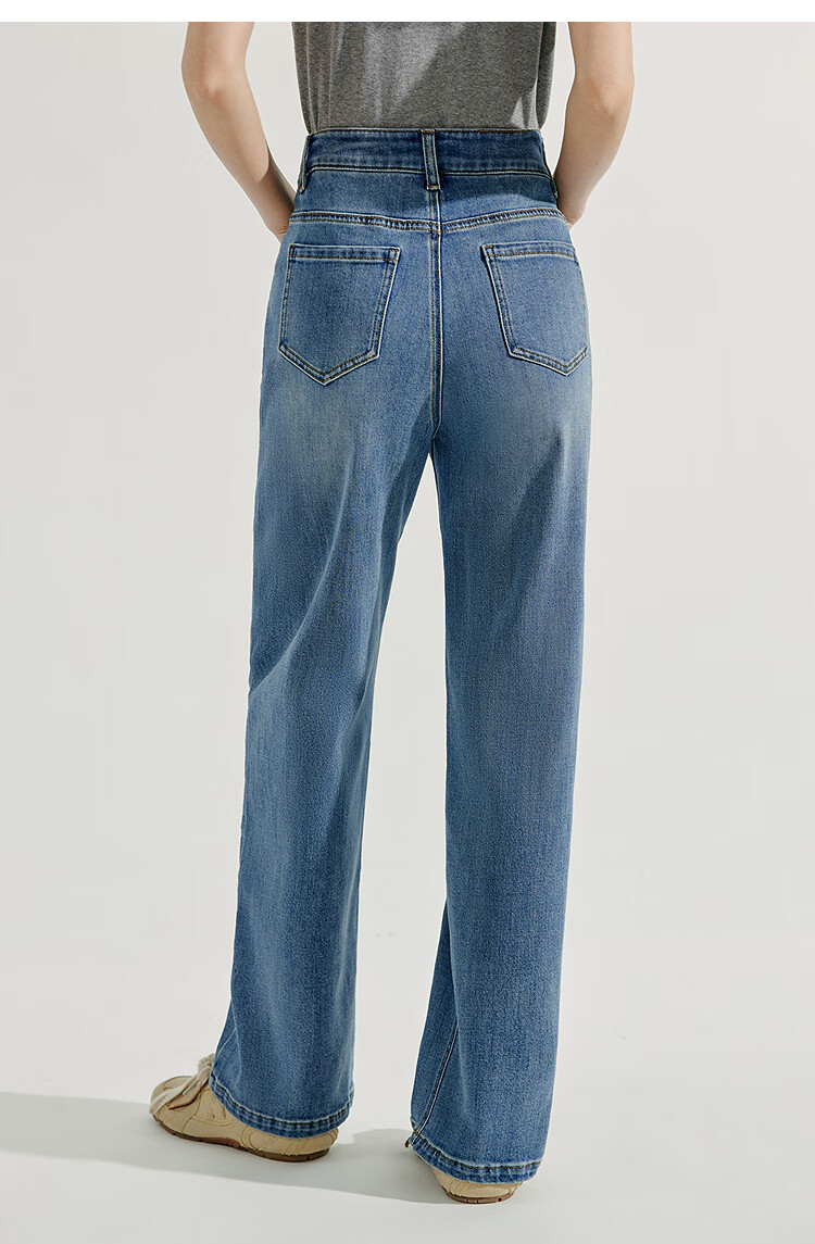 INMAN [Same Style As on Runway] French-Style Straight-Leg Jeans, 2026 Spring/summer Wide-Leg Trousers, Denim Blue, Size 27 13