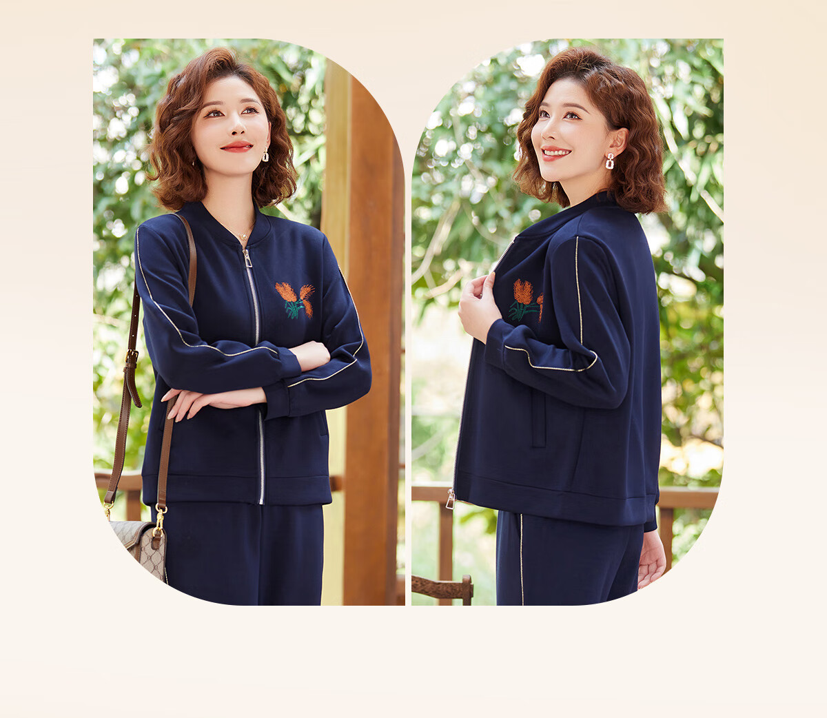 Yuzhaolin Mom's 2025 Spring Autumn Sports Suit Middle-aged and Elderly Women's Long Sleeve Sportswear Two-piece Set Y51K045 4