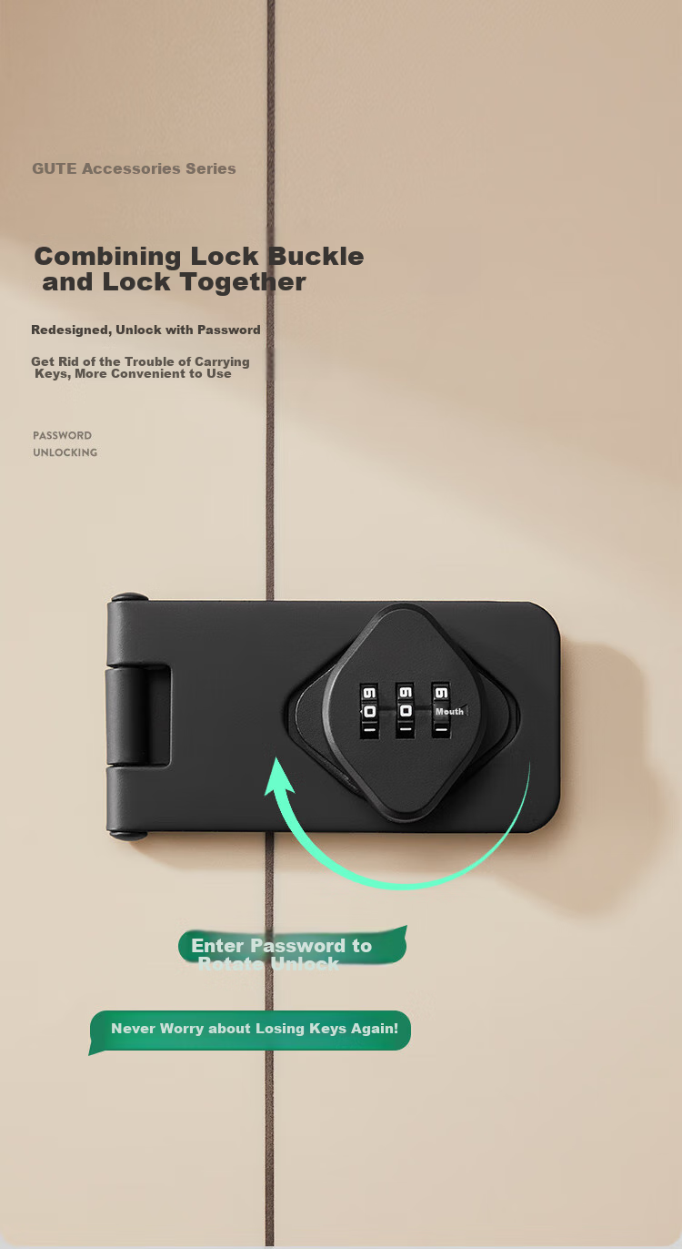 GUTE Drawer Combination Lock, No Drilling Required, Door Latch for Filing Cabinets, Shoe Cabinets, Adhesive Lockers, Furniture Simple Lock, Silver Color 3