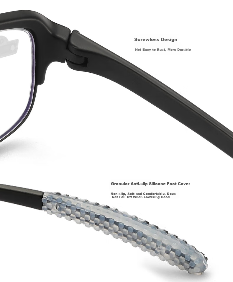 Funsonca Anti-Blue Light Ultra-Light Imported Frameless Glasses for Men And Women, Large Frame Reading Glasses, Anti-Slip, 250 Degrees 3