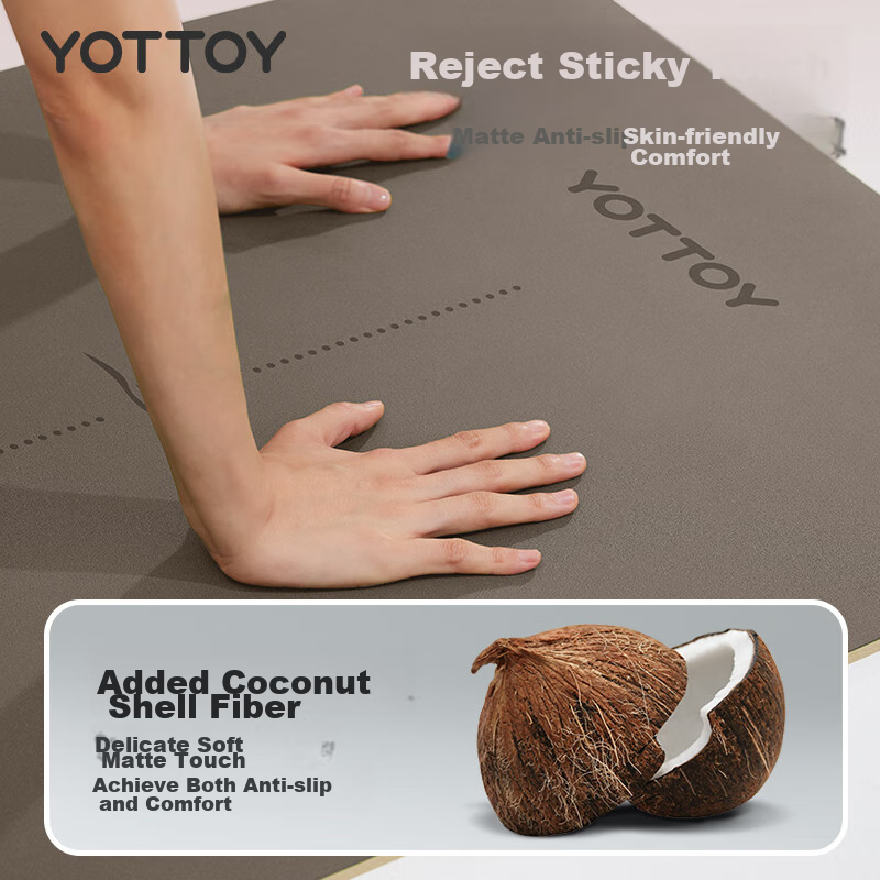 Yottoy Coconut Shell Natural Rubber Yoga Mat, Non-Slip Professional 183*68cm Fitness Mat for Women And Men, Extra Wide And Long, Lavender Purple