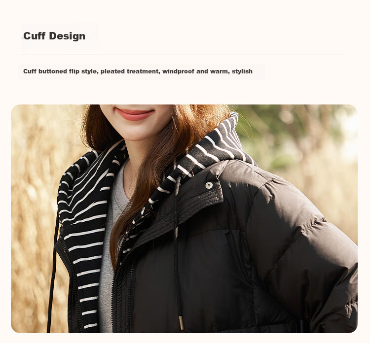 Dme [High Warmth] Winter H-Type 90% Down, Hooded Patchwork, Warm And Youthful, Fashionable Mid-Length down Jacket for Wome 2