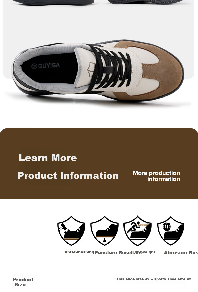 Lanoudun Safety Shoes for Men, Steel Toe Cap, Puncture-Resistant, Lightweight Work Boots, Non-Slip Training Shoes D237 Size 41 14
