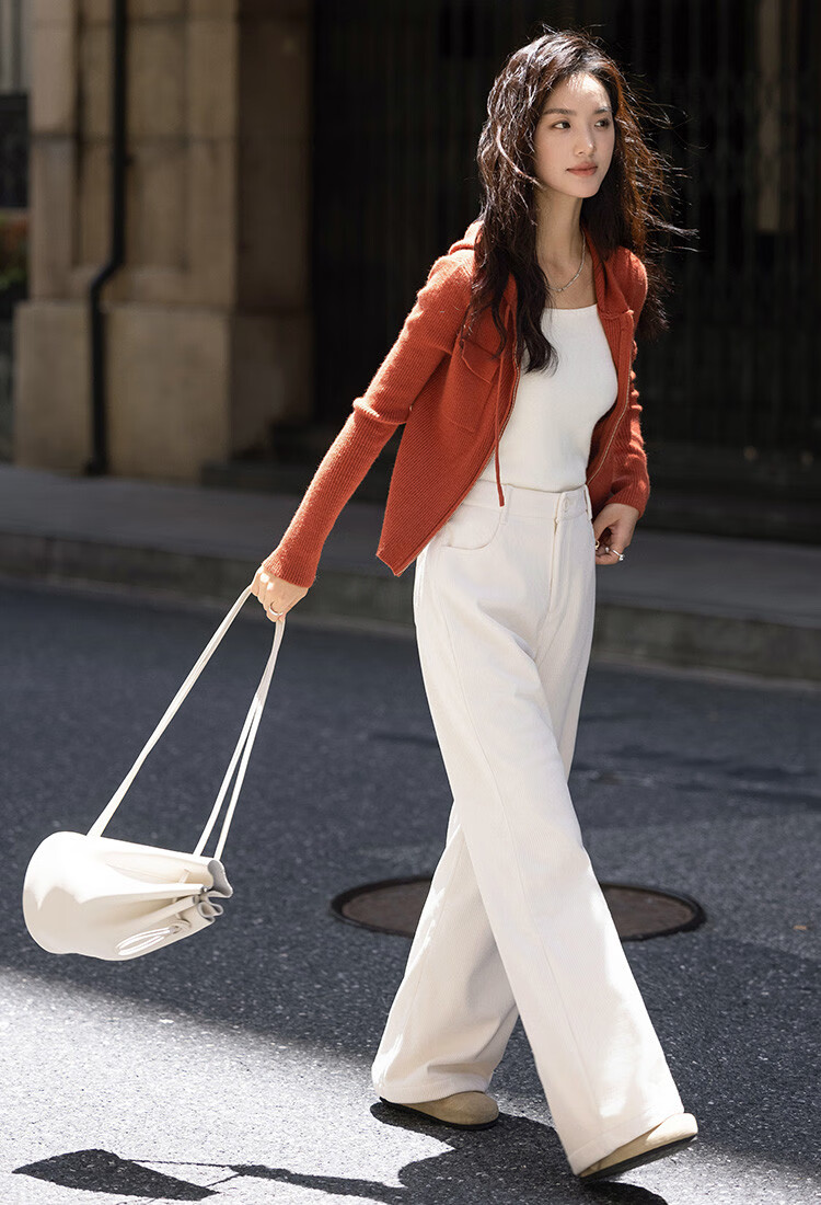 Dme [Hooded Zip-Up Knit Top], Spring And Autumn, Button-Up Collar Design, Long-Sleeve Knit Sweater for Wome 6