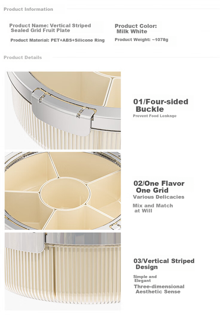 Fanyejia Luxury Dried Fruit Snack Storage Box, Double-Layer Rotatable Sealed Moisture-Proof Compartmentalized Home Living Room Candy Basket with Large Capacity 8