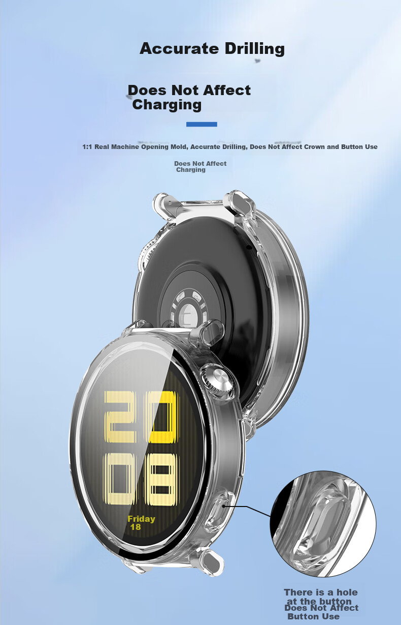 KMaxAI Compatible with Huawei Watch GT5 41mm Protective Case + Screen Protector Combo Full Coverage Watch Case & Dial Cover, Anti-Fingerprint Anti-Drop TPU Soft Shell, Transparent 6