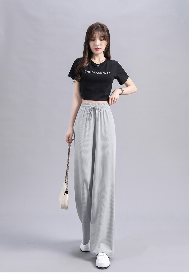MJ STYLE Women's Ice Cool Wide-Leg Pants 2026 Summer Loose Casual Breathable High-Waist Slimming Trousers 11