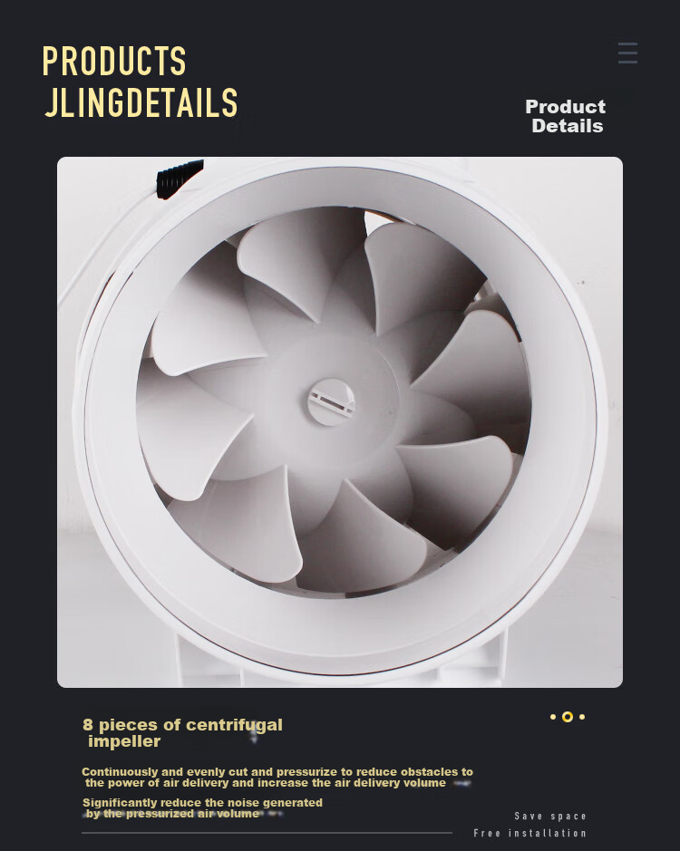 JINLING Duct Fan Exhaust Fan for Bathroom Ventilation And Kitchen Duct Extraction, 8-Inch, DPT20-55 4