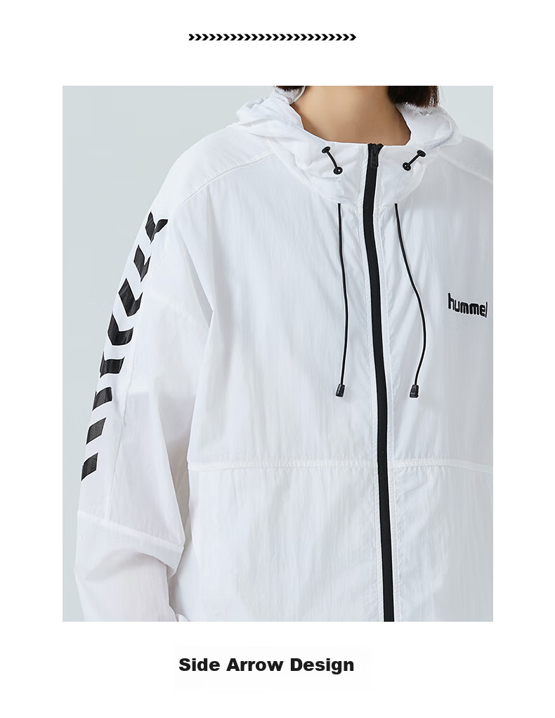Hummel Spring And Summer Lightweight Jacket for Men And Women, Couple's Matching Hooded Sun Protection Clothing, Casual Outdoor Jacket, White, Size S 2