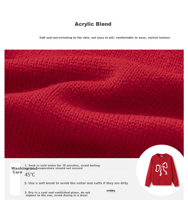 BALABALA Girls' Sweater, Children's Knitwear, Spring And Winter Wear, Red Stylish Sweater, New Year's Outfit 7