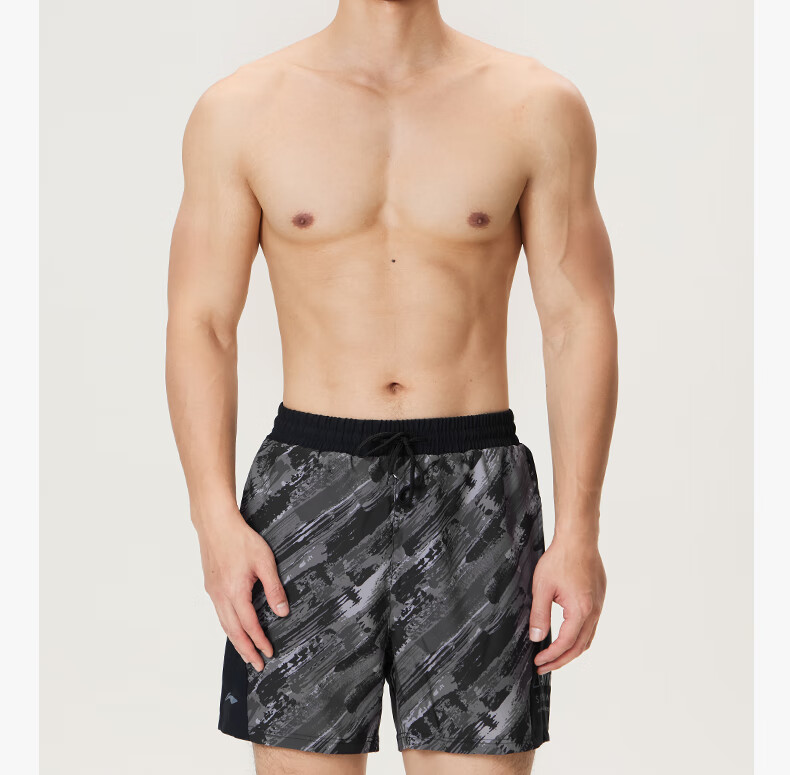LI-NING Men's 2-in-1 Quick-Dry Anti-Embarrassment Five-Point Beach Swim Shorts Black Gray XXL 0031 15
