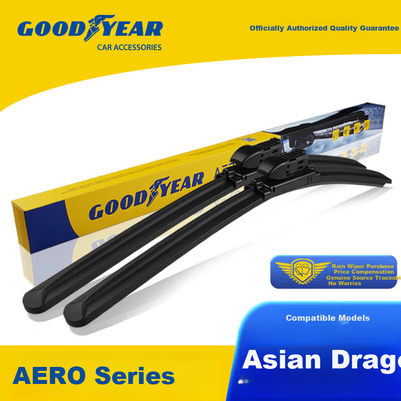 Goodyear AERO Series Toyota Avalon Windshield Wiper, Original Rubber Strip, 2021 Model 21 Dedicated Boneless Wiper Blade