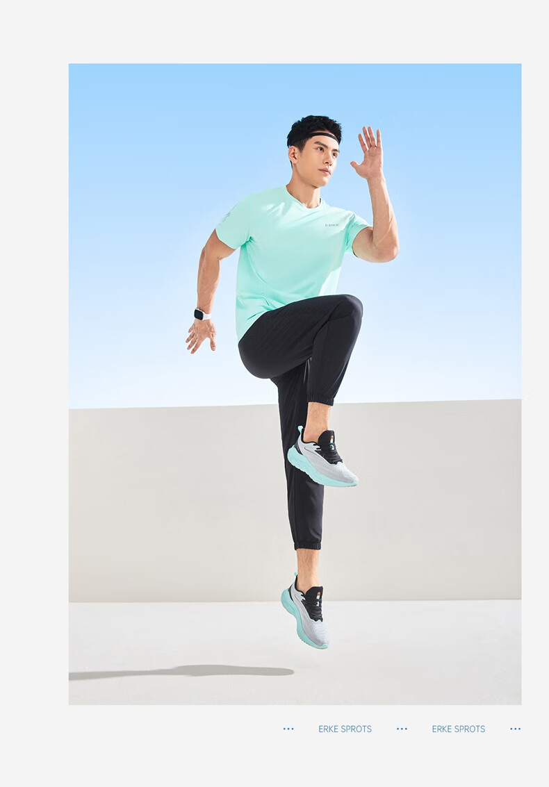 ERKE Short-Sleeve T-Shirt for Men, Autumn New Arrival, Moisture-Wicking And Quick-Drying Sports Tee, Round Neck Undershirt, Solid Color Top, Outdoor Running Wear 14
