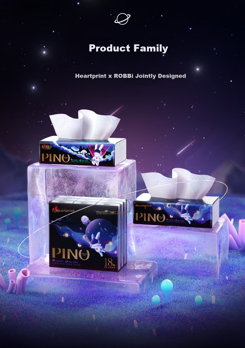 Mind Act Upon Mind Facial Tissues, Pinno 4-Ply 80 Sheets*4 Packs, Thickened And Enlarged M Size, Tissues, New And Old Styles, Toilet Paper Tissues 4