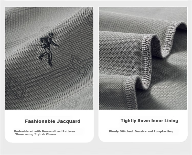 DANCING WOLVES [Mulberry Silk + Modal] Summer Printed Commuter Men's Short-Sleeve POLO Shirt, 005 Light Gray, Size 170 3