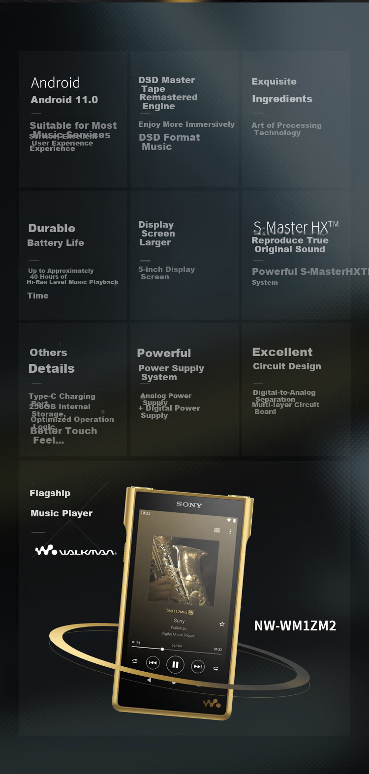 SONY NW-WM1ZM2 Hi-Res High-Resolution Music Player/MP3 Hi-Fi Lossless Flagship, Oxygen-Free Copper Gold-Plated Body, Jin Zhan 2nd Generatio 2