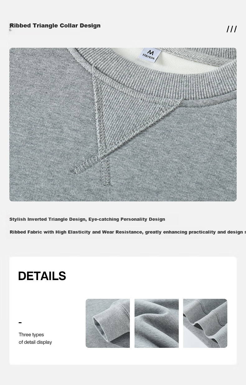 Baleno Triangular Collar Sweatshirt for Men, Autumn Season Design Heavyweight Base Layer, Casual Versatile Round Neck Inner Wear, Simple Trendy Outer Jacket 5