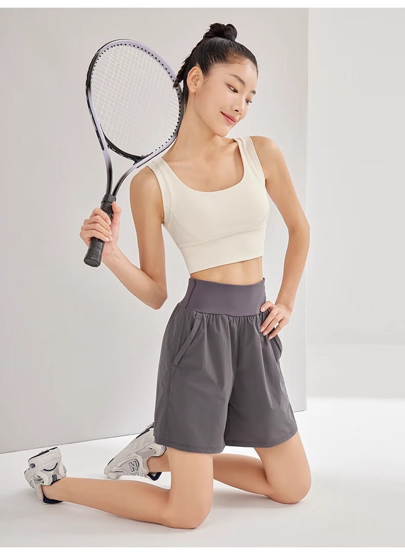 NEVER ME Women's Sports Pants, Casual Shorts, High-Waisted Tummy Control, Loose-Fitting, Breathable, Quick-Drying, Running, Fitness, Boxing Pants, Summer 18