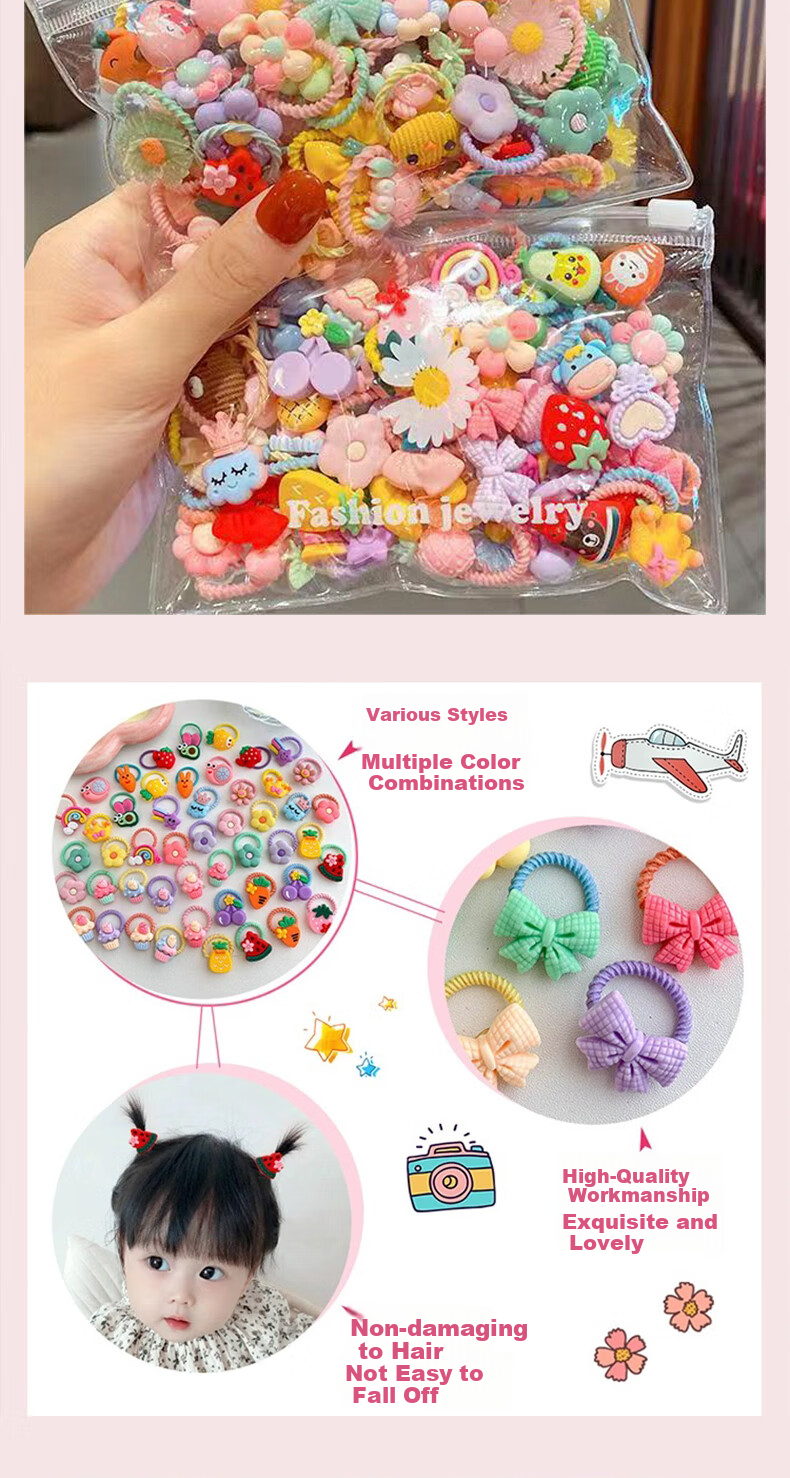 KLUOT Children's Hair Ties, 10 Pairs, Cute Rubber Bands for Baby Girls, High Elasticity Hair Accessories for Infants And Toddlers 3