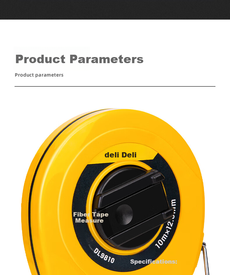 Deli 10-Meter Fiber Tape Measure, Box-Type Playground Roller Ruler, Engineering Measurement Tool, 10 Meters 10