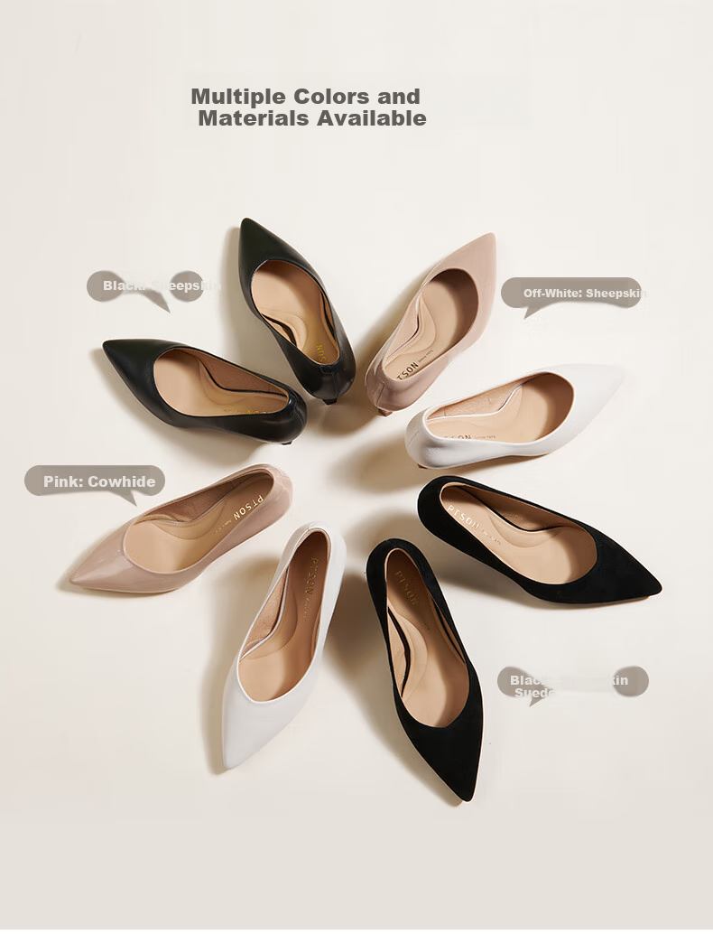 PT'SON Mall-Matching Lambskin Work Shoes for Women, Spring Thin Heel Professional Shoes, Commuter High Heels, Black/lambskin, Size 36 15