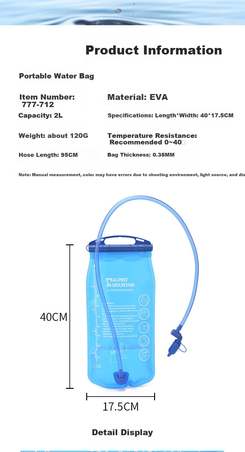 ALPINT MOUNTAIN Ermont 2L Outdoor Hydration Bladder, Portable for Off-Road Cycling, Hiking, Running, Sports Water Reservoir Bag 4