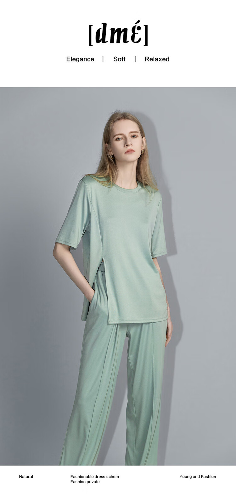 Demana Lazy Wear Set Spring Summer Round Neck T-Shirt and Casual Pants Two-Piece Set for Women Fashion 1