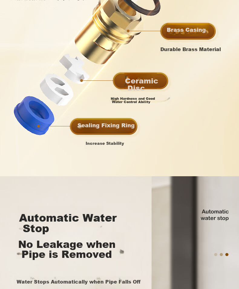 ARROW One-In Three-Way Angle Valve with Dual Handles And Dual Control, Separate Water Outlet with Built-In Water Stop Device, Multifunctional Washing Machine Faucet 10