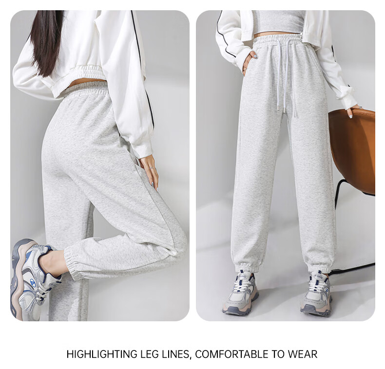 MJ STYLE Elastic Waist Joggers for Women, New Spring And Autumn 2026 Trendy Commuter Style, High-Waist Casual Solid Color Sports Sweatpants 2