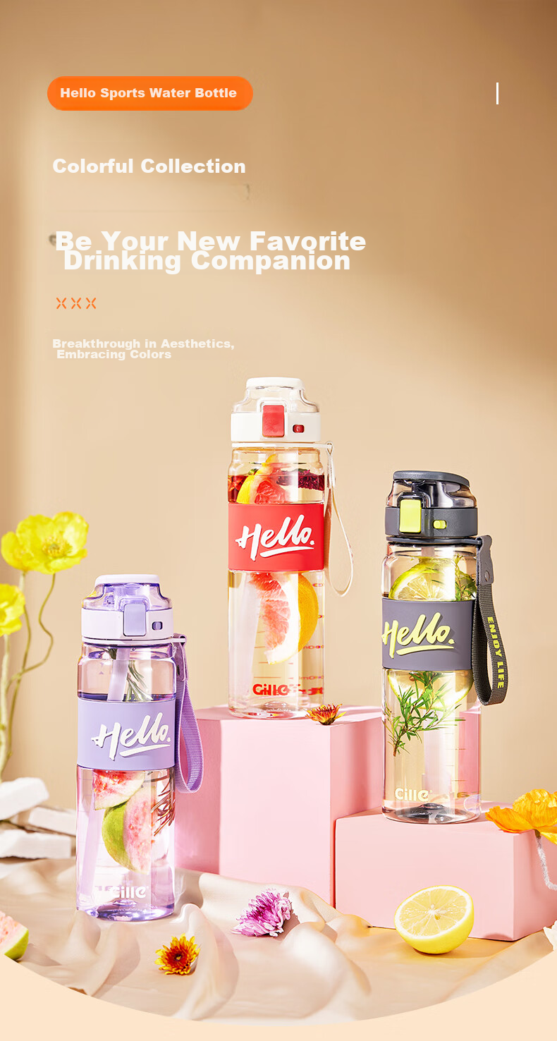 Cille Plastic Cup Outdoor Tritan Material Straw Cup for Men And Women Students Sports Water Bottle Portable Children's Dual-Use Cup 1