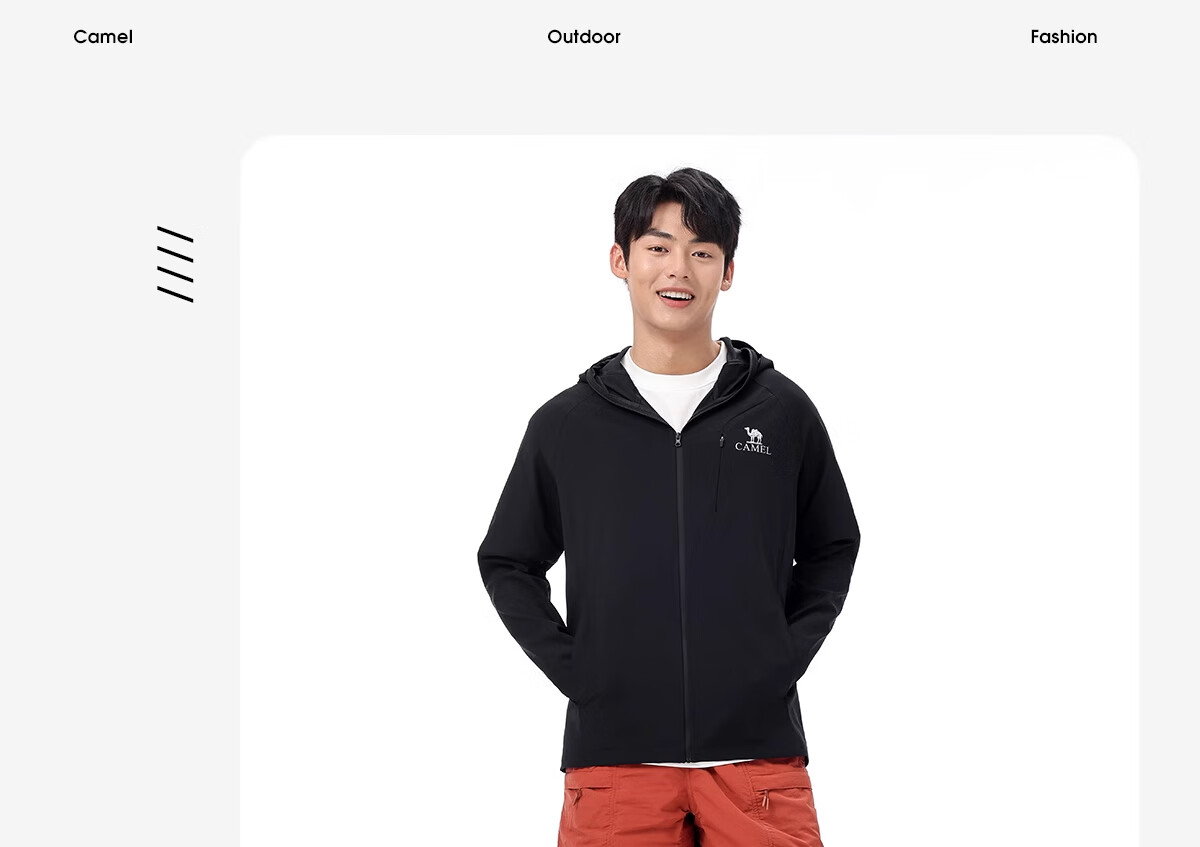 CAMEL Cold White Outdoor Sun Protection Jacket, Spring/summer 2025 Men's Style, Original Yarn Cool-Feeling Black Gel Sun Protection Coat, V083 M 17