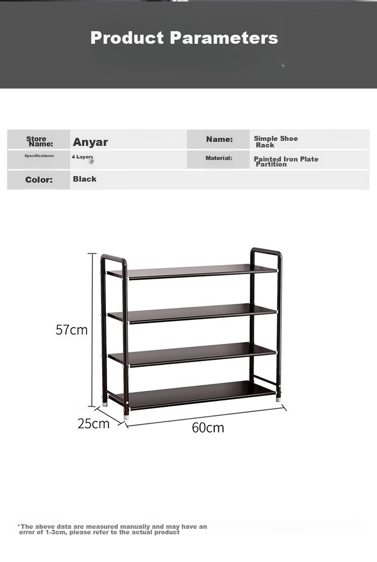 Anerya Foldable Iron Shoe Rack, Multi-Layer Shoe Cabinet for Entryway, Space-Saving Storage Shelf for Home Use, 5 Tiers, 70cm 13